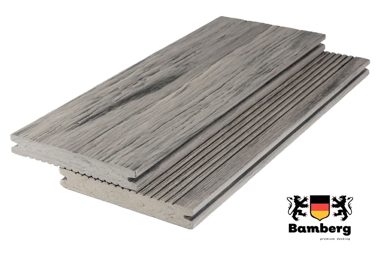 Террасная доска ДПК Bamberg Solid Fossiled, English Barnwood (Окаменелое дерево) — Black Deck