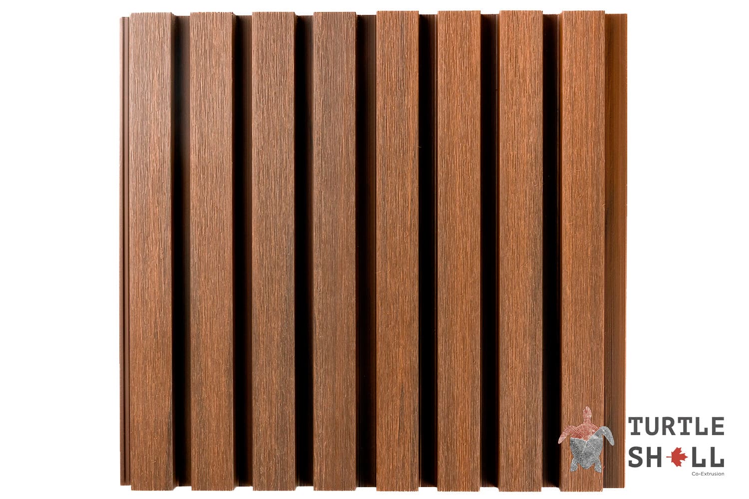 Реечная панель ДПК Middle Lines, Thai Teak, Коэкструзия, 219х26 мм от бренда Turtle Shell — идеально для отделки наружных стен (фасад, цоколь,кровельный свет, гараж, беседка)